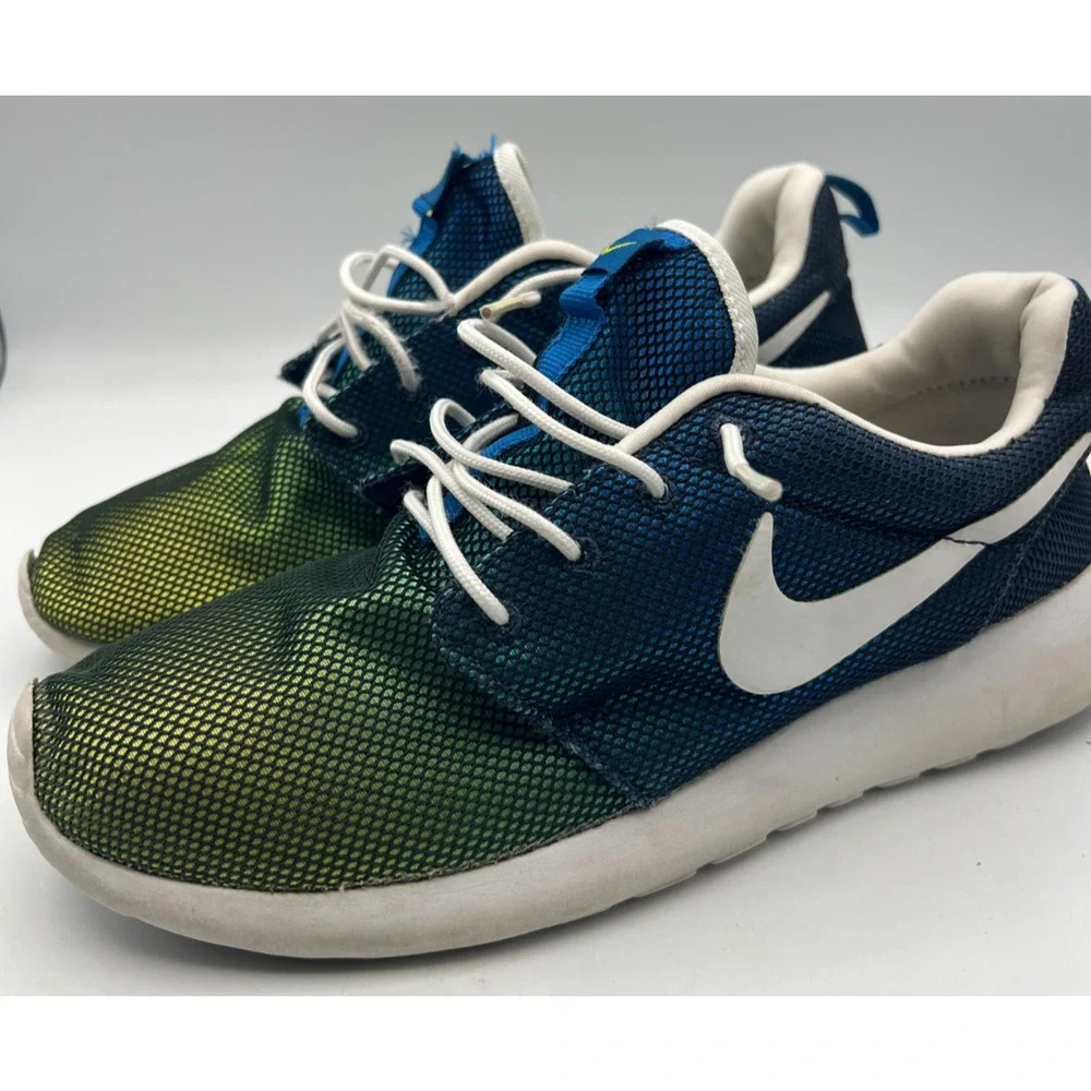 Nike Roshe Run Mens 8 Blue Green Yellow Mesh Sneakers 511881-413 Running Shoes